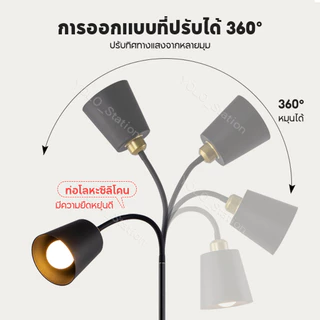 【จัดส่งจากกรุงเทพ】โคมไฟตั้งพื้น 3สี หลอดไฟ 12W โคมไฟอ่านหนังสือ โคมไฟห้องนอน โคมไฟตกแต่งห้อง ปรับมุมแสงได้ floor lamp