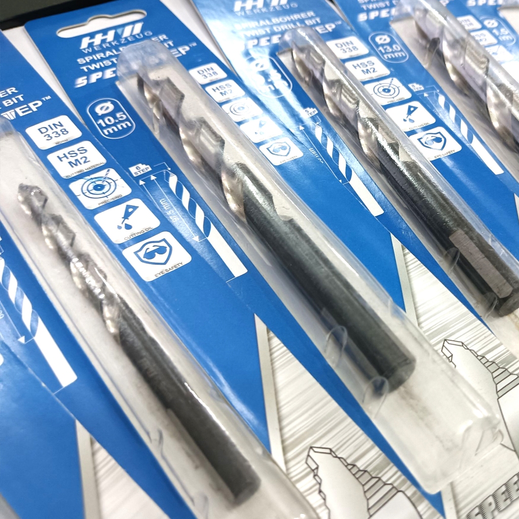 ดอกสว่านสปีดสเต็ป HHW 3-13 มิล หัวรูปทรงพิเศษเพื่อการเจาะที่แม่นยำ (Twist Drill BIT SPEED STEP DIN 338 HSS) ราคา ถูกที่สุด ดีลบีเคเค แกลเลอรีภาพที่ 4