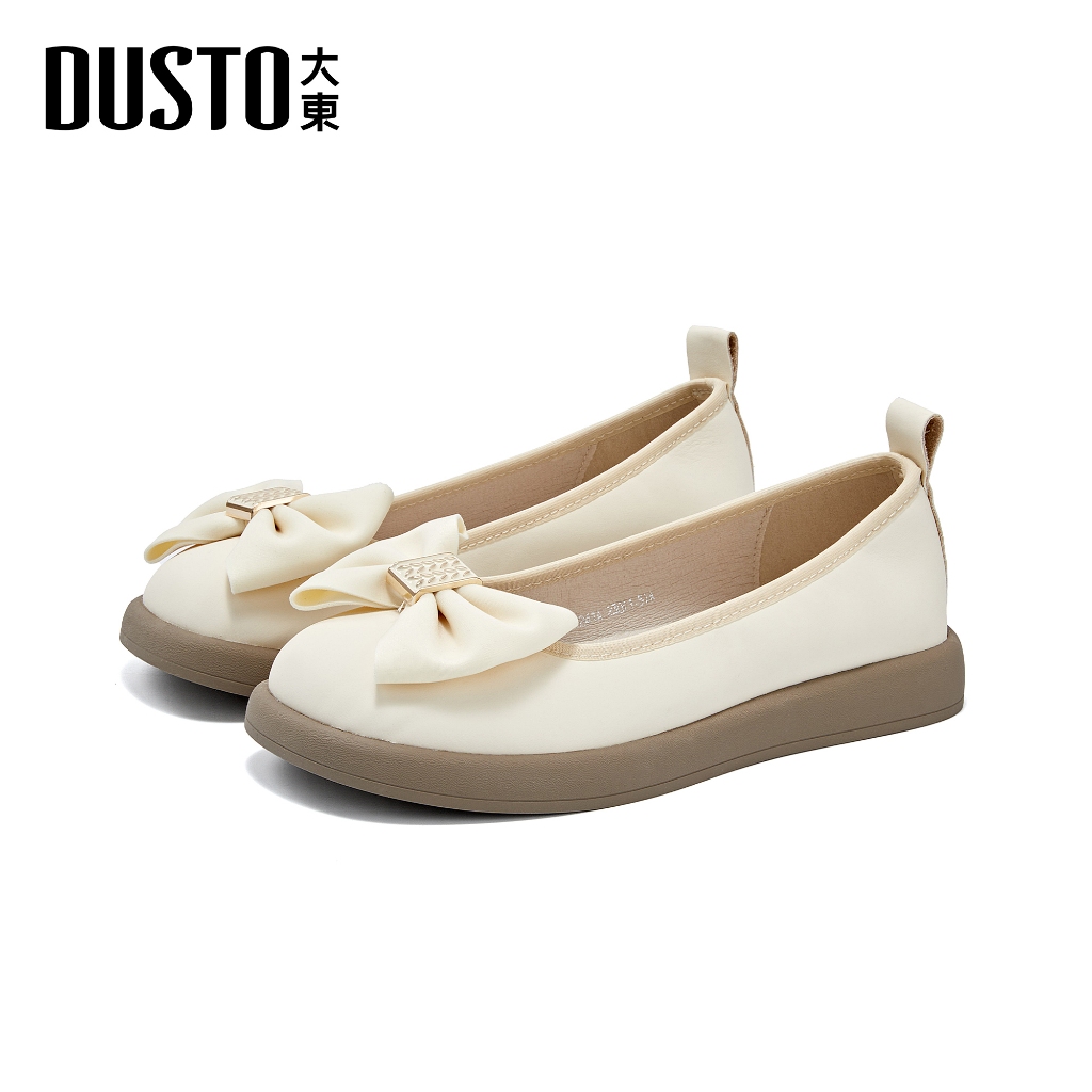 DUSTOรองเท้าแมรี่เจน คัทชูส้นเตี้ย ประดับโบว์หน้าเท้าสีพาสเทลละมุนรุ่นพิเศษดีเทลลายทันสมัยหนังดีมีคุณภาพพื้นกันลื่นได้ดี