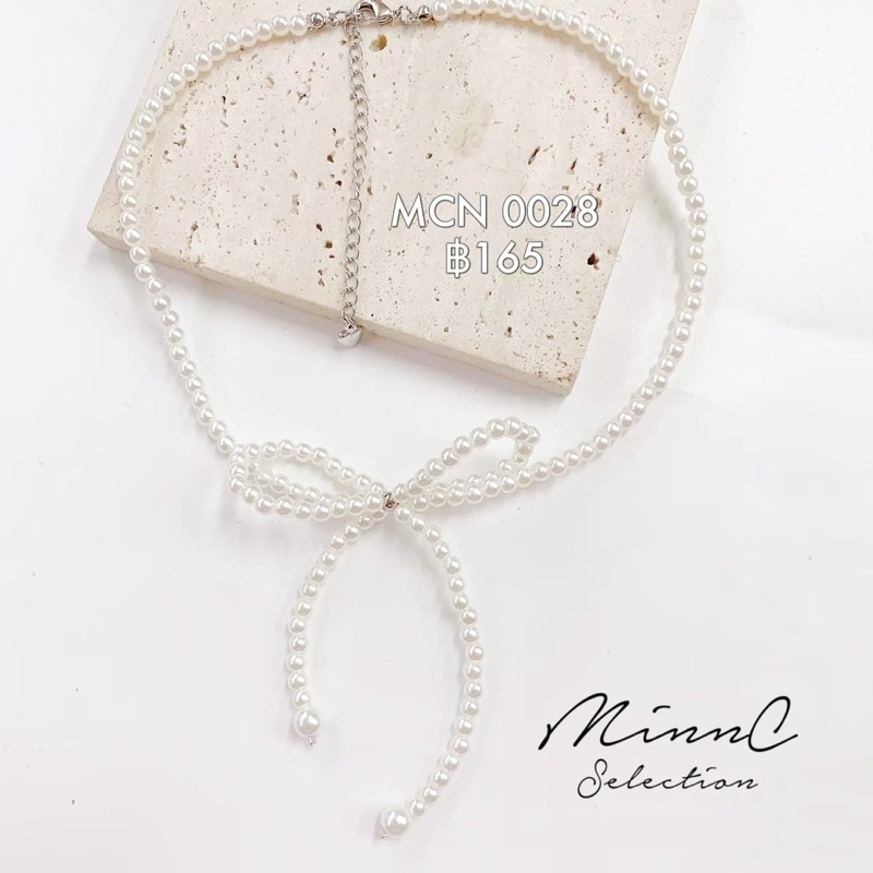 MinnC | Pearly Bow Necklace สร้อยคอ MCN0028
