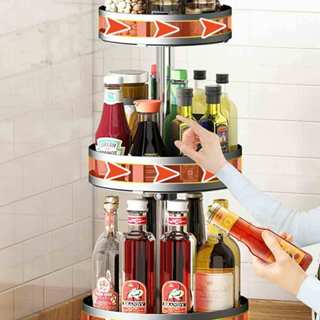 1/2/3ชั้น 360°ชั้นวางเครื่องปรุง รสแบบหมุนได้ ชั้นวางครัวสแต…