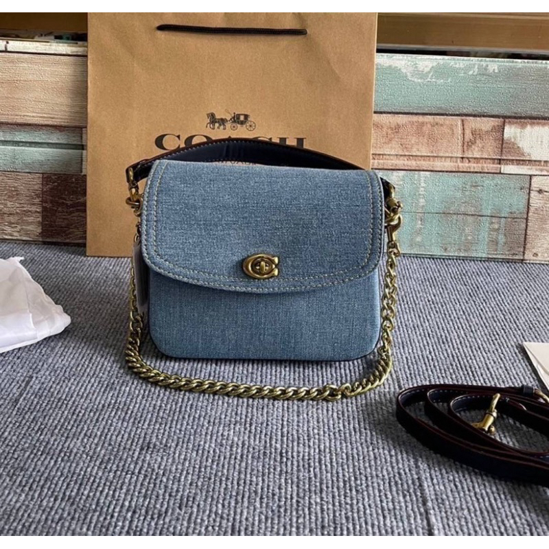 Coach CR662 Cassie 19 Denim Crossbody Bag Denim and refined calf leather