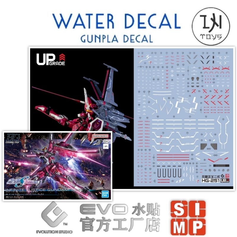 Gundam Decal / Water Decal HG 1/144 Infinite Justice Gundam Type 2 ยี่ห้อ S.I.M.P. Model Decal / EVO : Evolution Monster