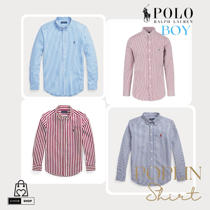[New_ของแท้ %_พร้อมส่ง]_Polo Ralph Lauren เชิ้ต Poplin แขนยาว Natural Stretch Boy Size