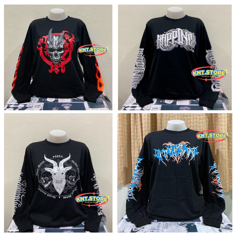 เสื้อแขนยาวลายมันส์ คอกลมวินเทจ (มีลายให้เลือกเยอะ) งานป้าย HAPPINESS-V.2