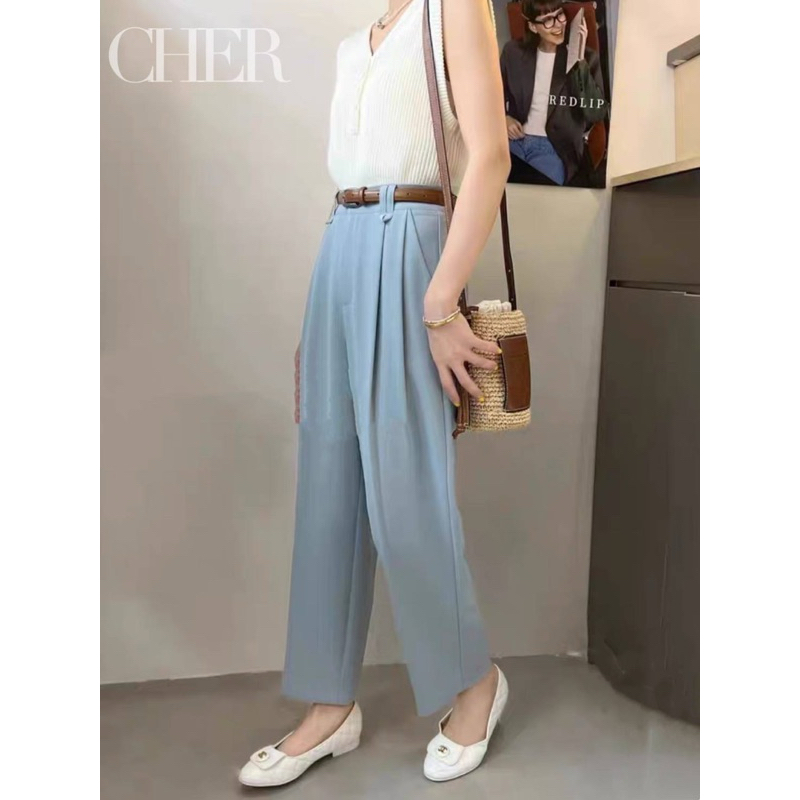 1630กางเกงขายาวทรงกระบอกตรงหูเข็มขัดน่ารักมาพร้อมเข็มขัด💗