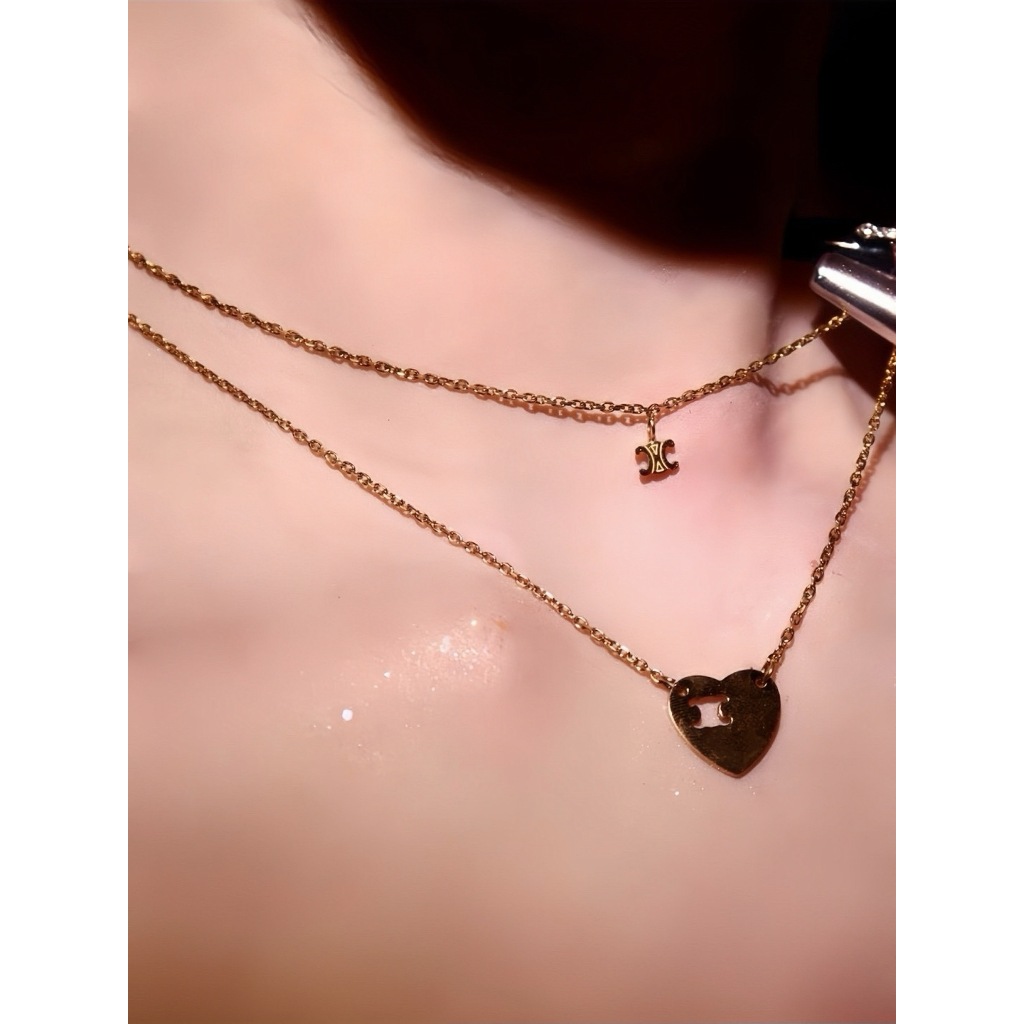 งาน 1:1 พร้อมส่ง ส่งไว สร้อยคอ heart CE สีทอง หรูมากแม่ ตัวแม่ต้องมีค่า
