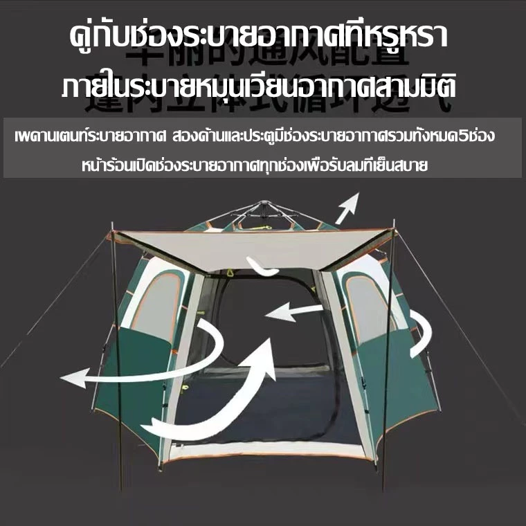เต็นท์อัตโนมัติ ขนาดใหญ่ 5-8 คน สำหรับตั้งแคมป์และเดินป่า thumbnail 9