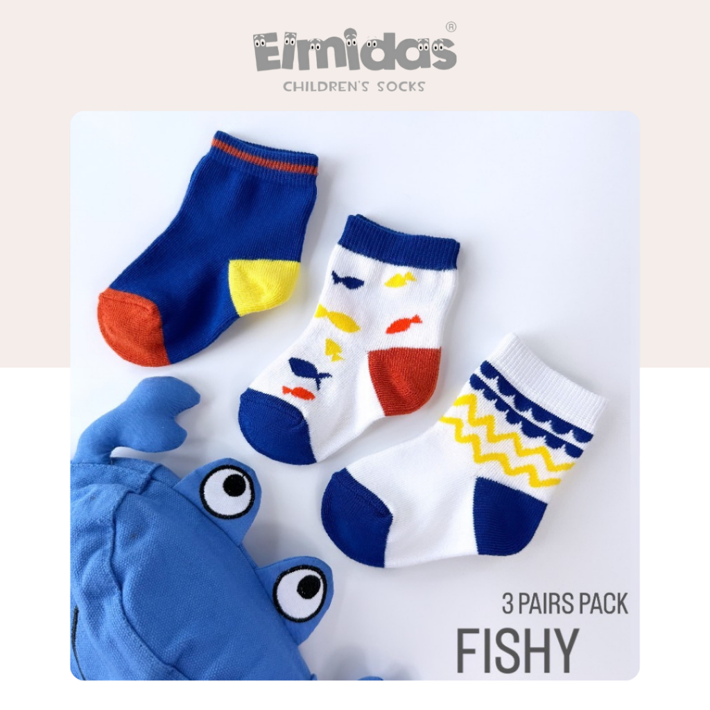 ถุงเท้าเด็ก Elmidas รุ่น Fishy (เซ็ท 3 คู่)