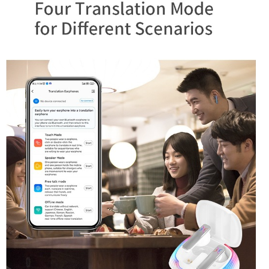 2025ใหม่ ไร้สายบลูทูธ หูฟัง B18 อุปกรณ์แปล144ภาษาห หูฟังแปลภาษา ai หูฟัง แปลภาษา อัจริยะ ชุดหูฟังแปลภาษา หูฟัง bluetooth