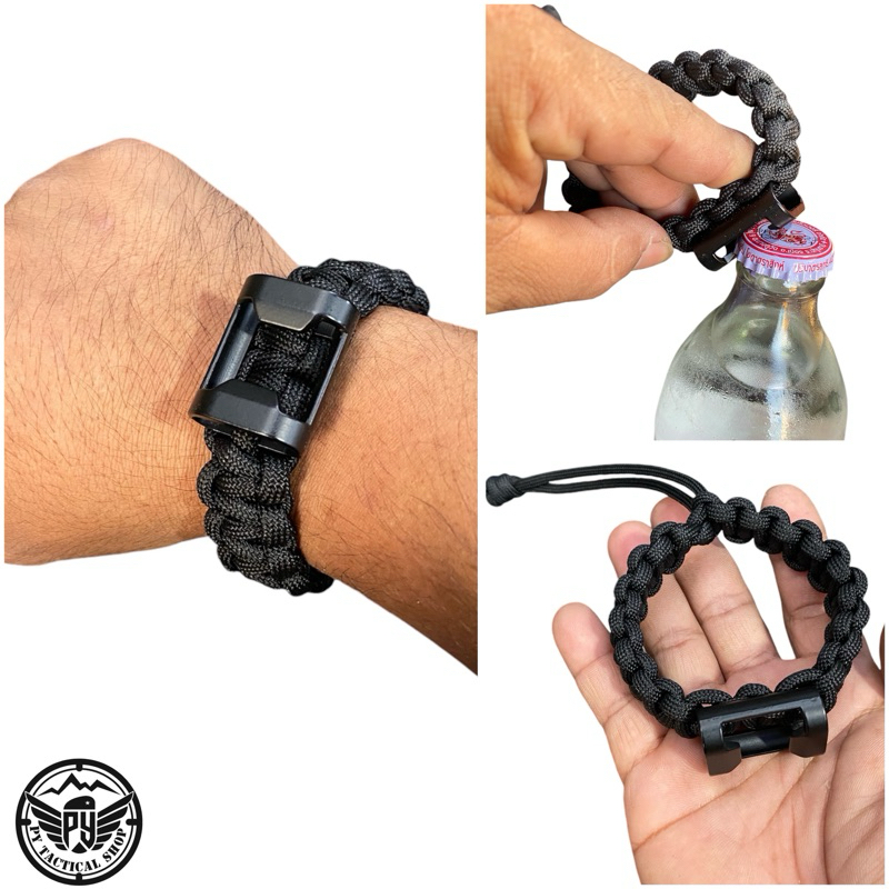 กำไรข้อมือ ถักเชือก PARACORD ขนาด4มิล พร้อมที่เปิดขวด