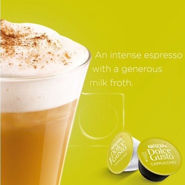 สินค้าลดล้างสต๊อก CAPPUCCINO (เขียว) คาปูชิโน่  NESCAFE DOLCE GUSTO 16 แคปซูล/ 1 กล่อง BBE: 10/2025