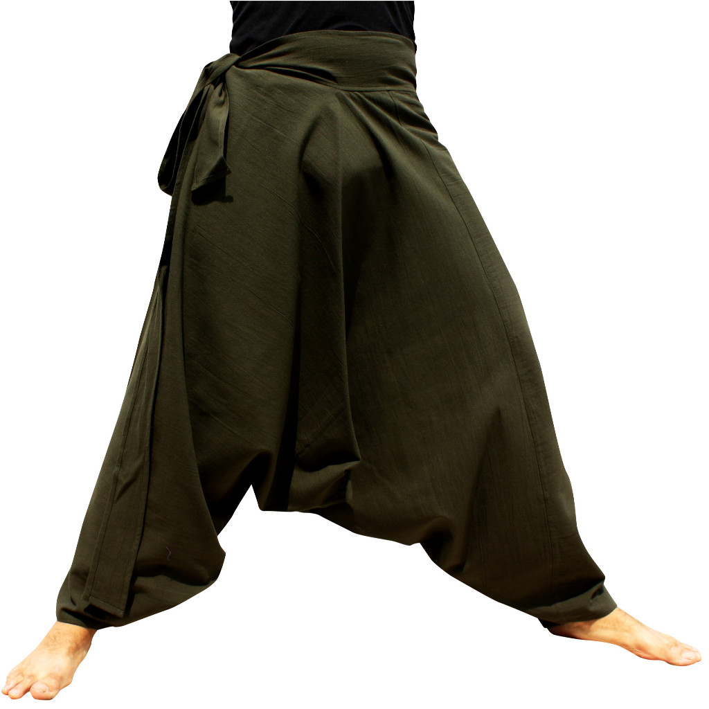 RaanPahMuang กางเกงม้ง กางเกงอลาดิน ผ้าโปร่งสบาย เนื้อผ้าคอตตอน ผูกด้านข้าง