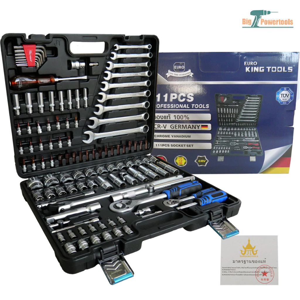 EURO KING TOOL ของแท้ ชุดบล็อกชุด รุ่น 111 ขนาด 1/2"-1/4"นิ้ว พร้อมชุดเครื่องมือ 111 ชิ้น ของแท้ 100%