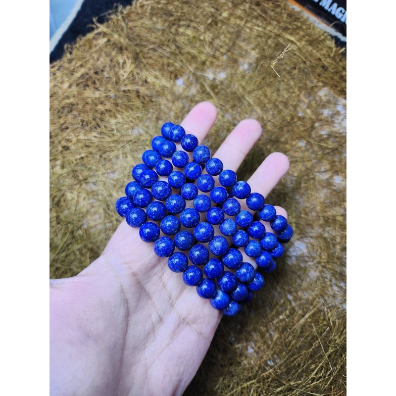 ลาพิสเกรดดีน้ำเงินเกือบเต็มเม็ด ธรรมชาติ ไม่แต่งสีเพิ่ม ขนาด9มิลลิเมตร (High quality Lapis lazuli)