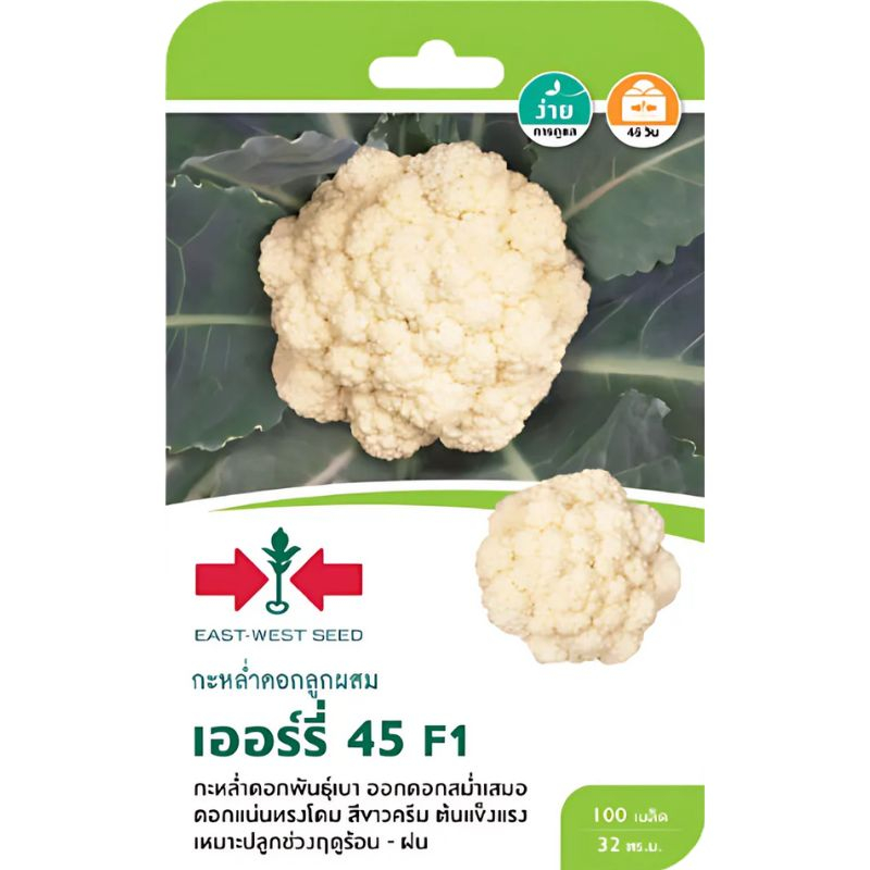 เมล็ดพันธุ์ กะหล่ำดอก F1 เออร์รี่ 45 ตราศรแดง