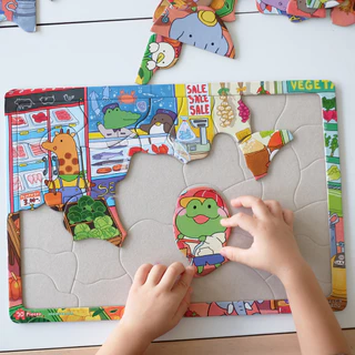 จิ๊กซอว์สำหรับเด็ก - JessieFrog Jigsaw Puzzle แบบถาด 30 ชิ้น ลาย Supermarket