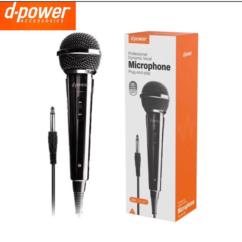 Microphone DPOWER ไมค์โครโฟนสายยาว3เมตร JACK 6.5mm