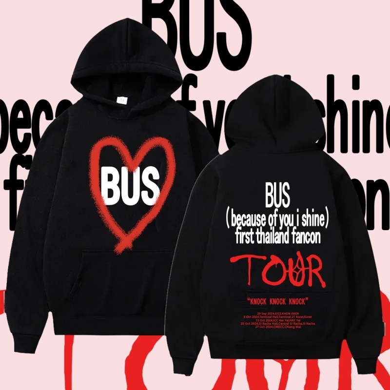 BUS because of you i shine BUS 1st THAILAND FANCON TOUR เสื้อฮู้ดผ้าฝ้ายแขนยาวนี้สามารถสวมใส่ได้ทั้งชายและหญิง