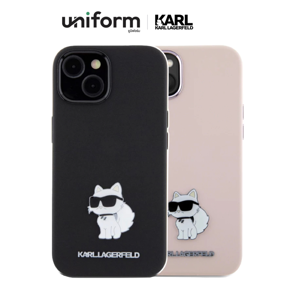 เคสมือถือ KARL Choupette Liquid Silicone Case for iP 15 Black/Pink