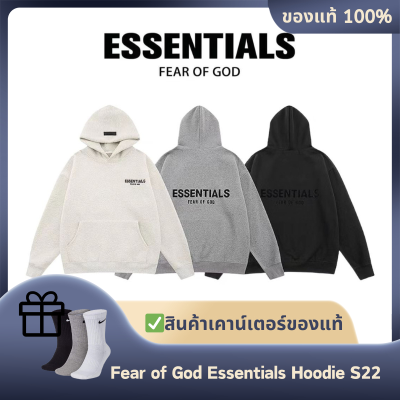 ของแท้ 100% Fear of God Essentials Hoodie S22 เสื้อสเวตเตอร์มีฮู้ดแบบบาง