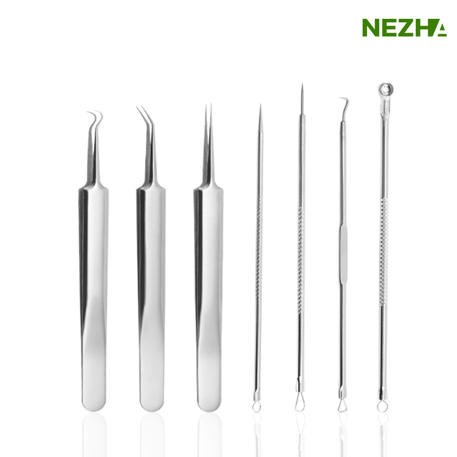 Nezha ที่กดสิว ชุดกดสิว อุปกรณ์กดสิว 4/7ชิ้น กำจัดสิวเสี้ยน Acne tool สแตนเลส พกพาสะดวก