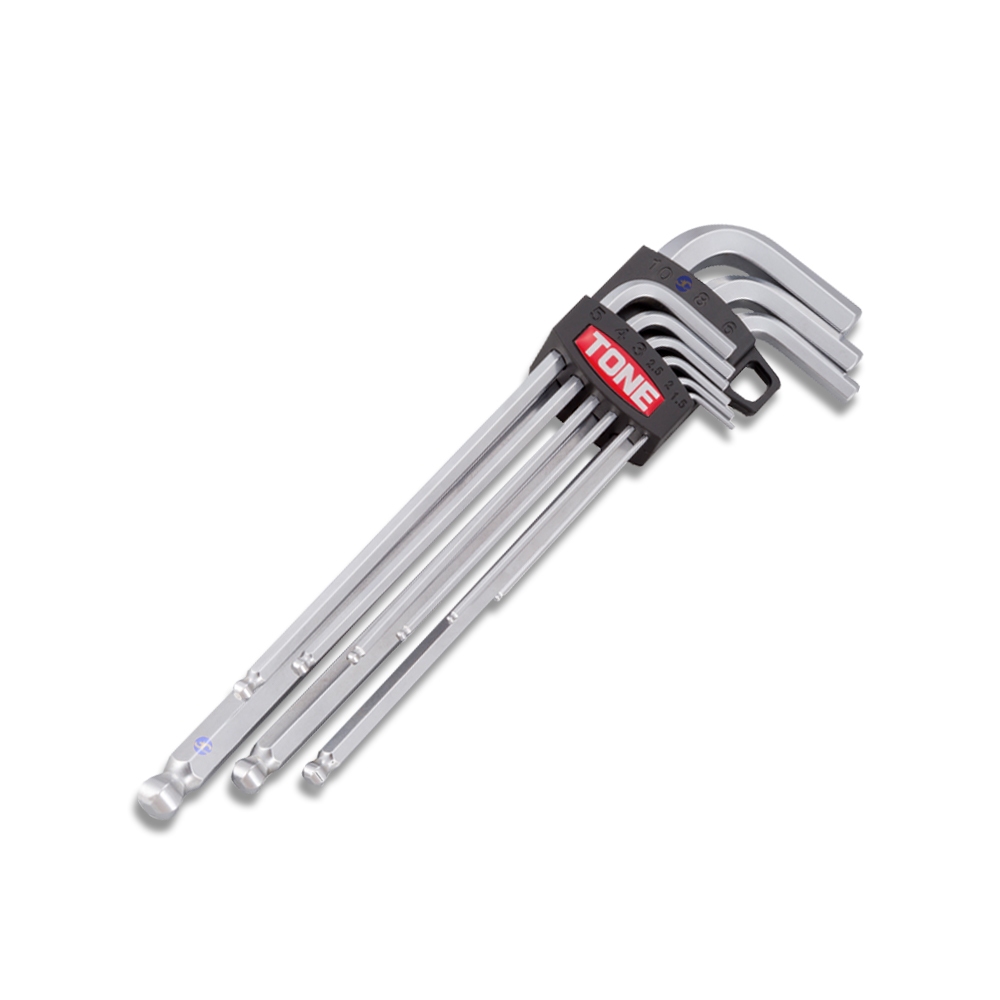 TONE ชุดประแจแอลยาวหัวบอล ขนาด 1.5-10.0 มิล รุ่น BL900 - Long Ball Point Hex Key Wrench Set Model BL