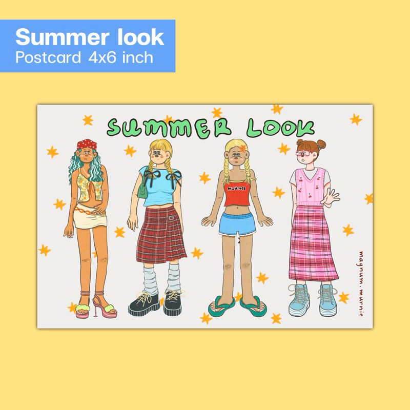 summer look โปสการ์ด 4x6 นิ้ว เคลือบกลิตเตอร์
