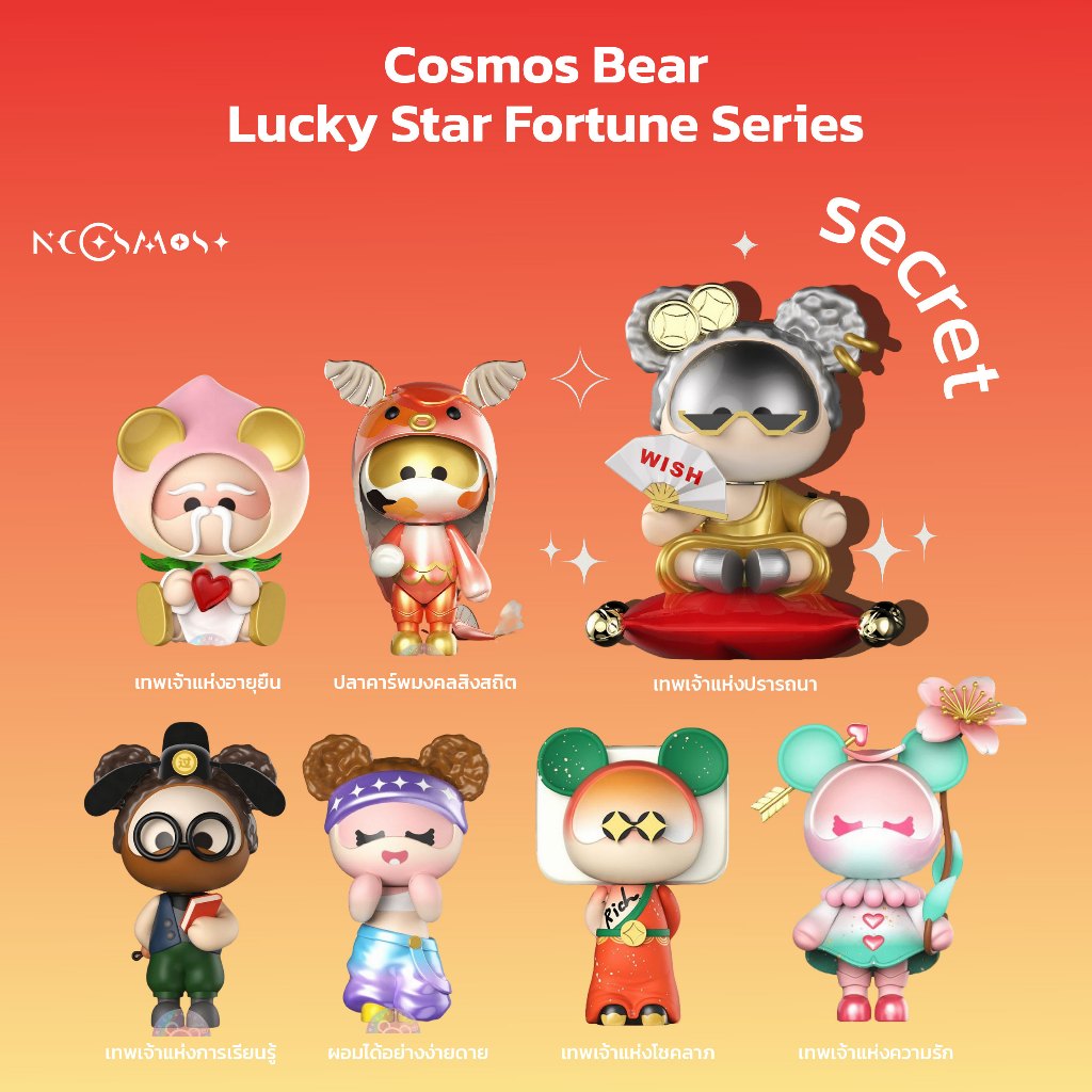 กล่องสุ่ม Cosmos Bear Lucky Star Fortune Series โมเดลขนาด 74-98 mm  ของแท้ (สินค้าพร้อมส่งจากไทย)Bir