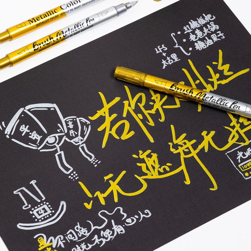 [พร้อมส่งในไทย] ปากกามาร์กเกอร์ เมทัลลิค รุ่น550 หัว 1.5-3มม สีทอง 🟡 สีเงิน ⚪️ ปากกาลงยันต์ เขียนได้บน กระดาษ ผ้า ไม้ - รูปที่ 5