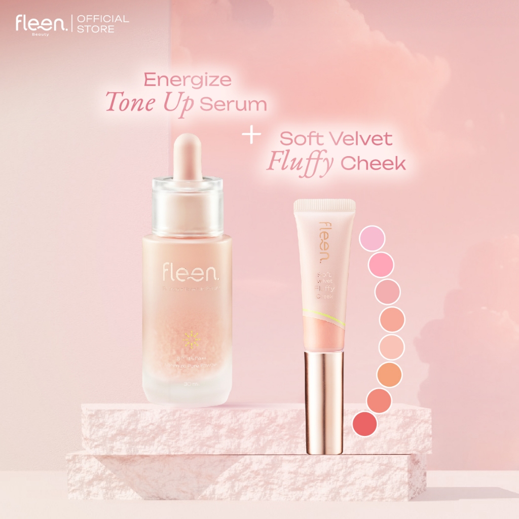 Set - Energize Tone Up Serum & Soft Velvet Fluffy Cheek | ฟลีน บิวตี้ โทนอัพเซรั่ม และ บลัชออน