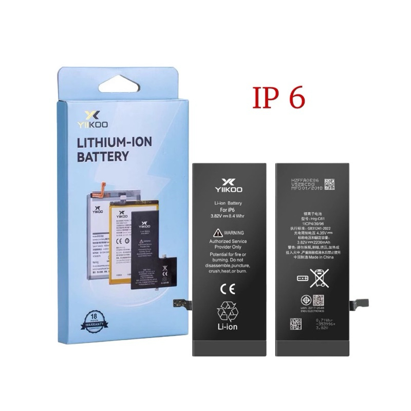 แบตเตอรี่มือถือ สำหรับ Iphone 6 6s 6p 6sPlus 7 7Plus 8 8Plus รับประกัน18เดือน แถมชุดไขควงน้ำยา Battery Yiikoo ของแท้100%