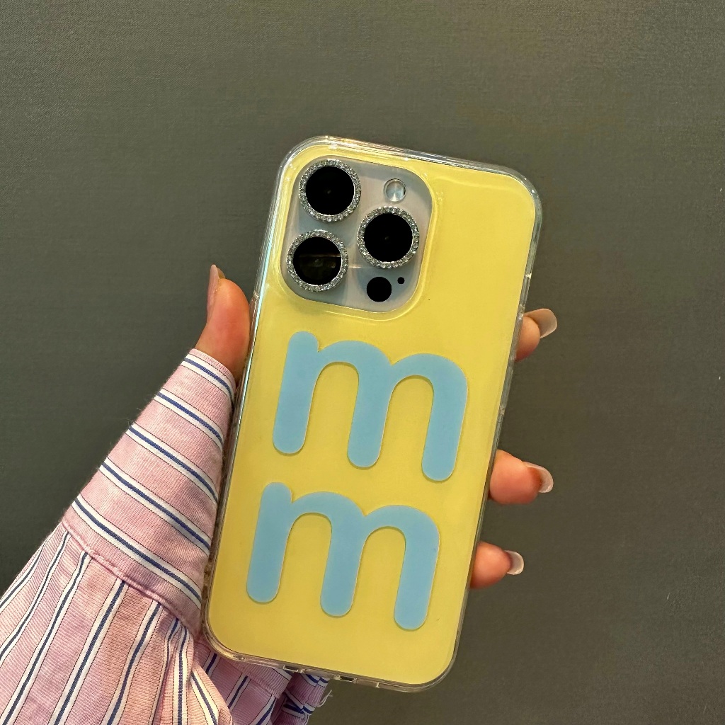สำหรับApple15promax Case ตัวอักษรภาษาอังกฤษง่ายๆ M iphone11 12 13 14 15 14proป้องกันการตก13pro