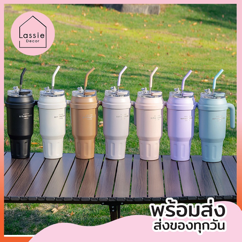 NEW 【พร้อมส่ง】 แก้วเก็บความเย็น NICE TIME สไตล์มินิมอลล แถมหลอดสแตนเลส+ซิลิโคน Lassiedecor