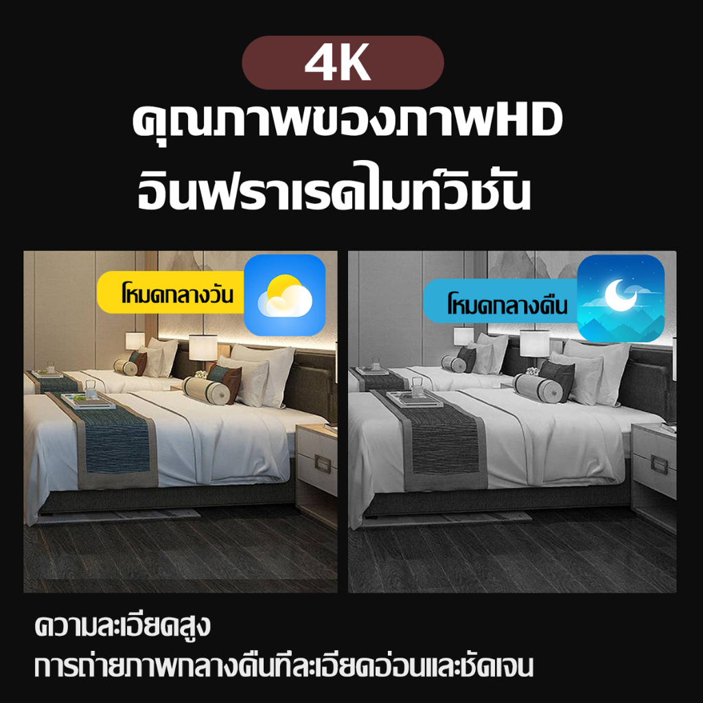 [ประสานเสียงและวิดีโอ 4k] กล้องวงจรปิดไร้สาย WIFI หน้าจอคู่ ​5ล้านพิกเซล ไร้สาย ดูพร้อมกันได้ กล้องวงจร