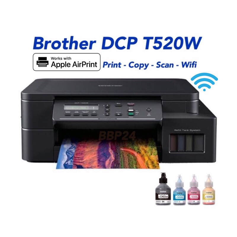 Printer Brother DCP T520W Wifi Print Copy Scan ปริ้นกับโทรศัพท์มือถือ พร้อมหมึกแท้