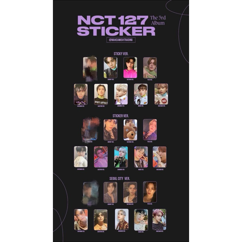 NCT127 พร้อมส่ง การ์ด Sticker