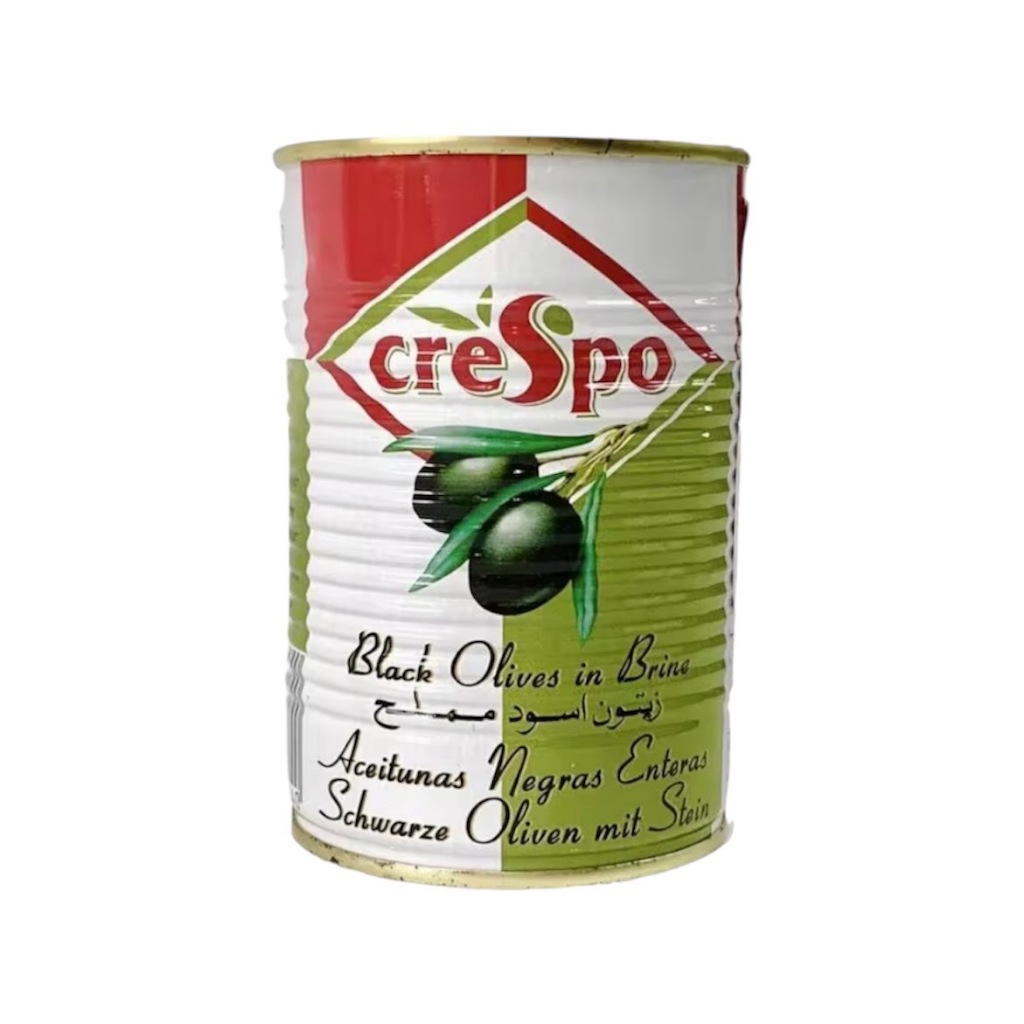 Crespo Whole Black Olives 397g (มะกอกดำในน้ำเกลือ)