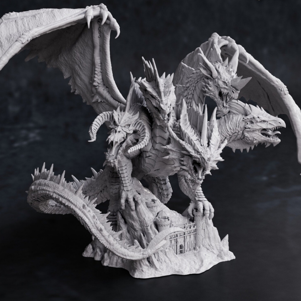 DND Dragon I Dragon King Base 3 inch / 4.5 inch (งานเรซิ่นสีเทา)