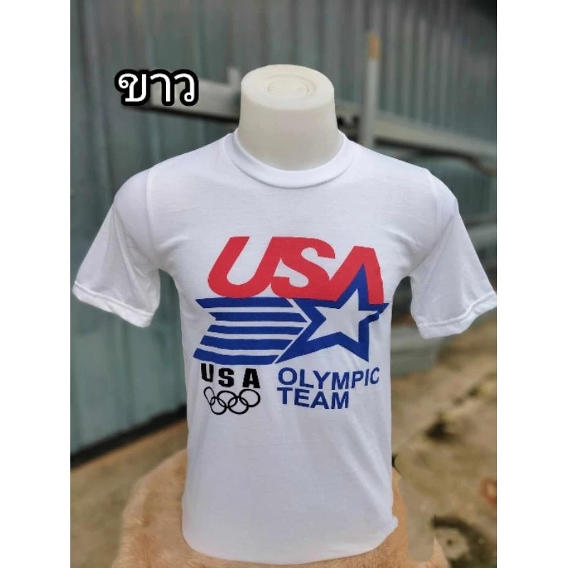 เสื้อผ้าบางคอฟิตลาย USAดาว สีพื้น