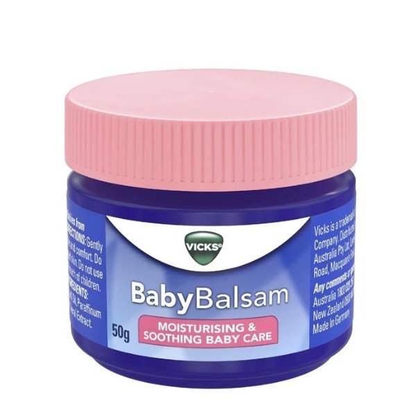 ( Exp: 2026 ) Vicks Baby Balsam 50g ยาทาระเหยสำหรับเด็ก บรรเทาอาการคัดจมูก