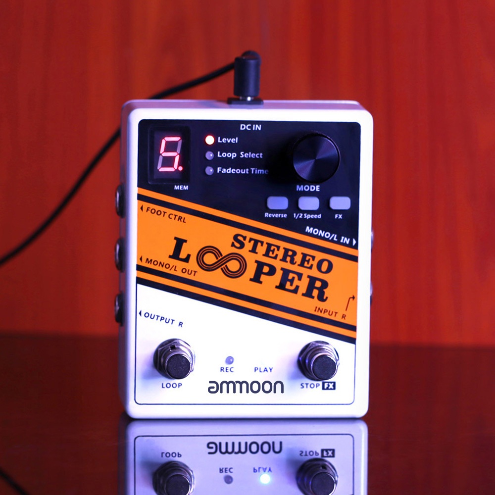 พร้อมส่ง แป้นเหยียบเอฟเฟคกีต้าร์ Ammoon STEREO ROOPER Loop Record Guitar Effect Pedal