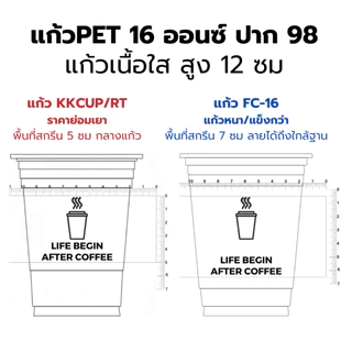 แก้ว PET 50ใบ เนื้อแข็ง ทรงสตาร์บัค 14/16/20/22oz. ปาก 98 พร้อมฝา ฝาโดม ฝาฮาฟ ฝายกดื่ม แก้วพลาสติก เนื้อหนา FPC KKCUP