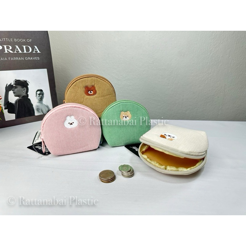 Moshi Moshi กระเป๋าเศษสตางค์ กระเป๋าใส่เหรียญ ผ้าลูกฟูก