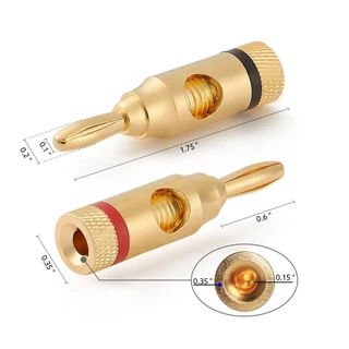 หัวปลั๊ก บานานาแจ็ค ชุบทอง Gold plated Banana Plugs Red Black 4mm แจ็ค เครื่องเสียง ลำโพง