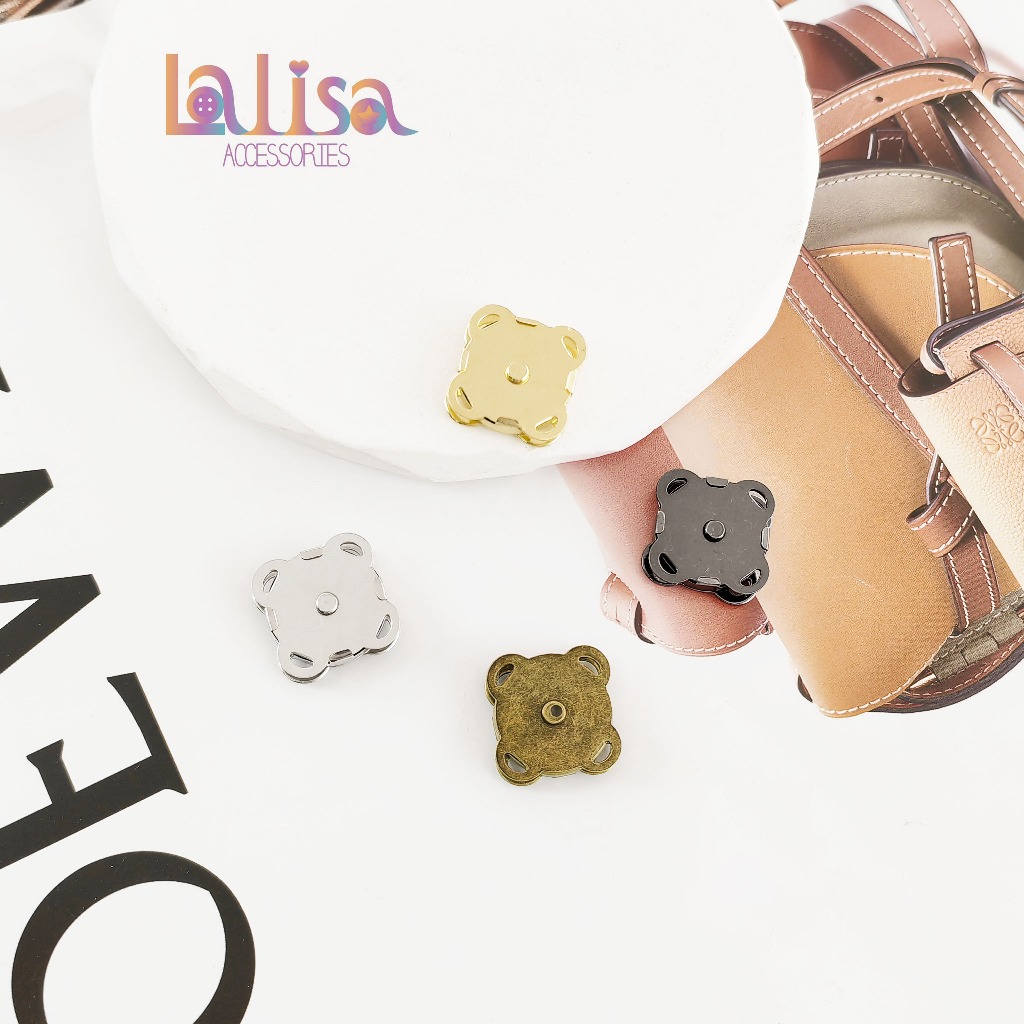 กระดุมแม่เหล็ก ปุ่มรูปดอกพลัม แบบเย็บ flower magnet button (D-2-G,SY005)