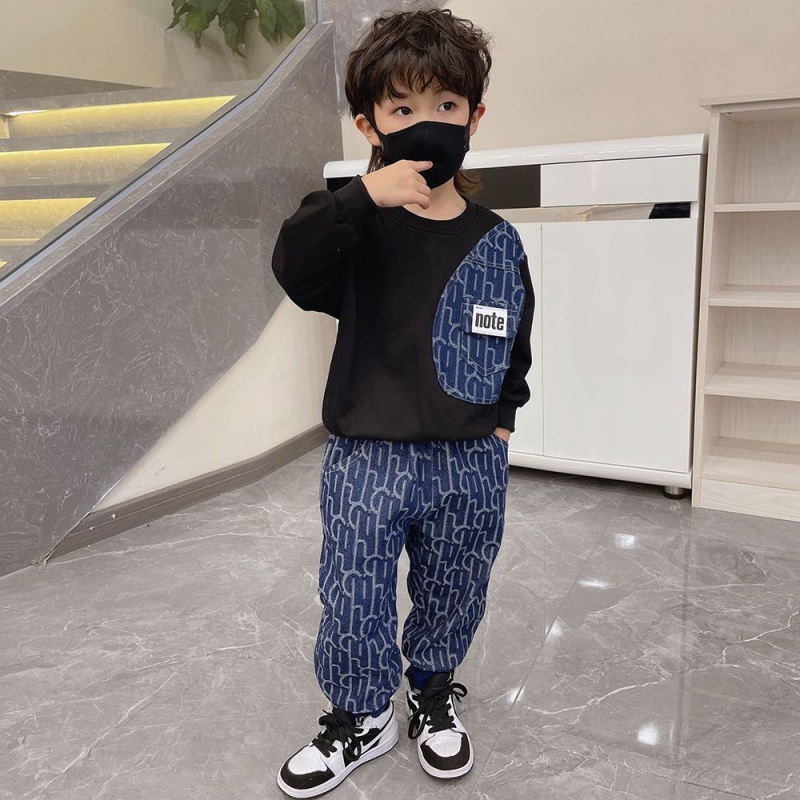 KIDSZONE ชุดเซ็ต 2 ชิ้นเด็กผู้ชาย เสื้อ+กางเกงขายาว รุ่น A8941
