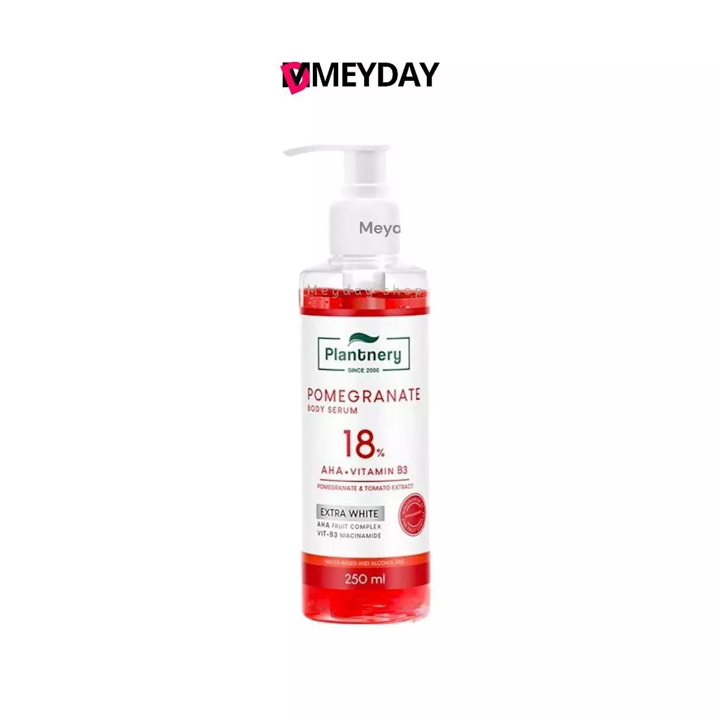 Plantnery Pomegranate เซรั่มเจลแดงทับทิมเข้มข้น 18% แพลนท์เนอรี่ AHA Extra White Red Body Serum 250 ml