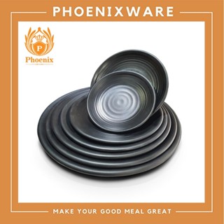 จานกลมลายวน เมลามีน 6-12 นิ้ว สีดำ F150106 F150107 F150108 F…