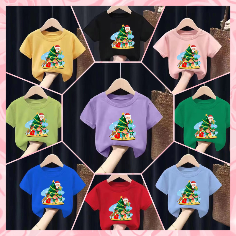 เสื้อยืดเด็กพิมพ์ลายการ์ตูน วันคริสต์มาส Merry Christmas น่ารักๆๆ เนื้อผ้าฝ้าย Pattern 545